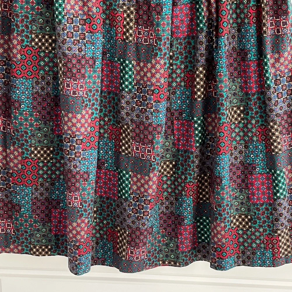 Vintage David Brooks Women’s Cotton Patchwork Maxi Skirt Size 14 Academia Preppy